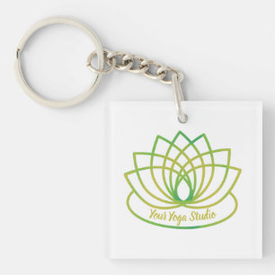 Porte-clefs Logo personnalisé Lotus vert et jaune