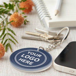 Porte-clefs Logo Personnalisé Modern Navy Blue Business