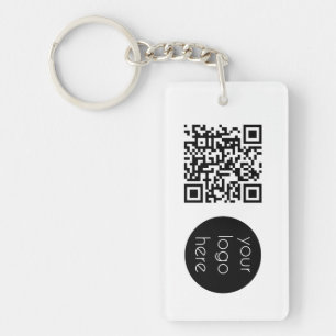 Porte-clefs Logo professionnel QR Code blanc