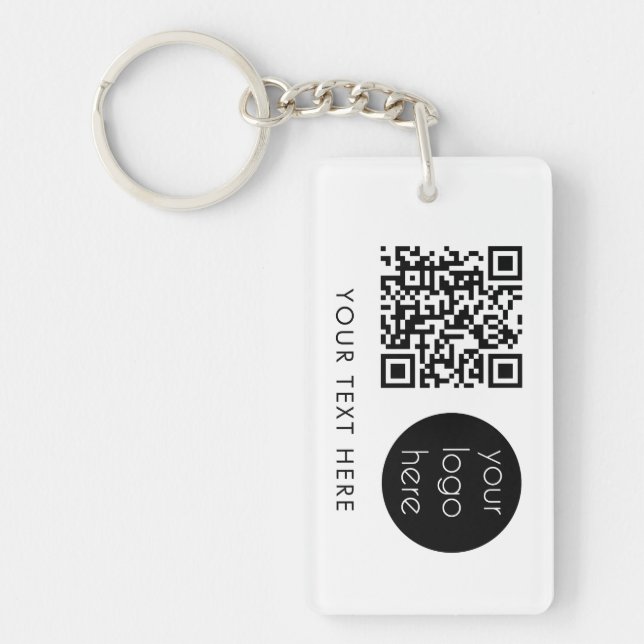 Porte-clefs Logo professionnel QR Code et texte blanc (Devant)