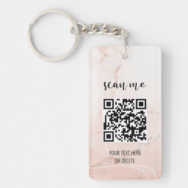 Porte-clefs Logo professionnel simple rose QR Code (Devant)