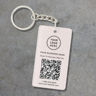 Porte-clefs Logo promotionnel QR Code rose