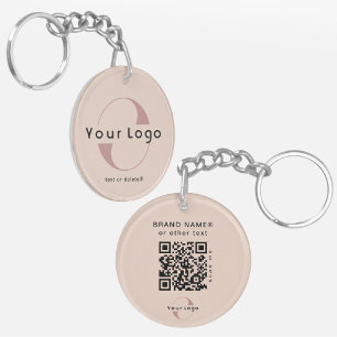 Porte-clefs Logo recto verso et code QR sur Blush Company Busi