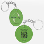 Porte-clefs Logo recto verso et code QR sur Green Company Busi<br><div class="desc">Porte - clé Logo acrylique personnalisé avec un design simple et minimal,  en acrylique ultra-durable,  résistant aux UV et imperméable. Ajoutez votre URL pour créer le logo et le texte QR Code..</div>