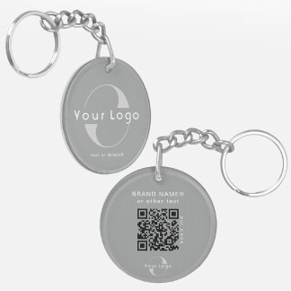 Porte-clefs Logo recto verso et code QR sur Grey Company Busin