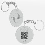 Porte-clefs Logo recto verso et code QR sur Grey Company Busin<br><div class="desc">Porte - clé Logo acrylique personnalisé avec un design simple et minimal,  en acrylique ultra-durable,  résistant aux UV et imperméable. Ajoutez votre URL pour créer le logo et le texte QR Code..</div>