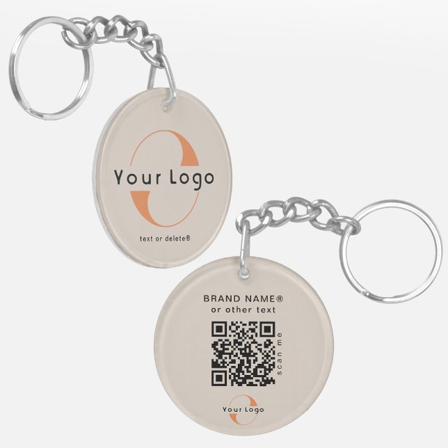 Porte-clefs Logo recto verso et code QR sur Tan Company Busine (Créateur téléchargé)