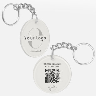 Porte-clefs Logo recto-verso QR Code sur Off white Entreprise 