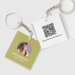 Porte-clefs Logo Simple Minimaliste QR Code Or<br><div class="desc">Avec une entreprise,  ajoutez votre logo,  porte - clé employé,  avec photo et code QR,  et site web,  en or et blanc,  un style moderne minimaliste parfait pour professionnel ou entreprise,  un minimum avec votre logo ici,  un simple basique</div>