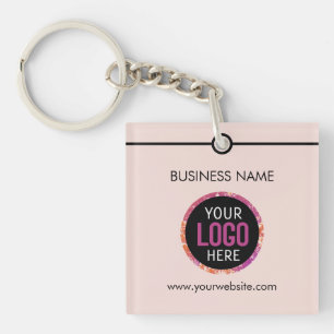 Porte-clefs Logo, texte double face clair rose
