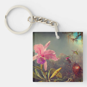 Porte-clefs L'orchidée de Cattleya et trois colibris Heade