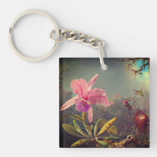 Porte-clefs L'orchidée de Cattleya et trois colibris Heade