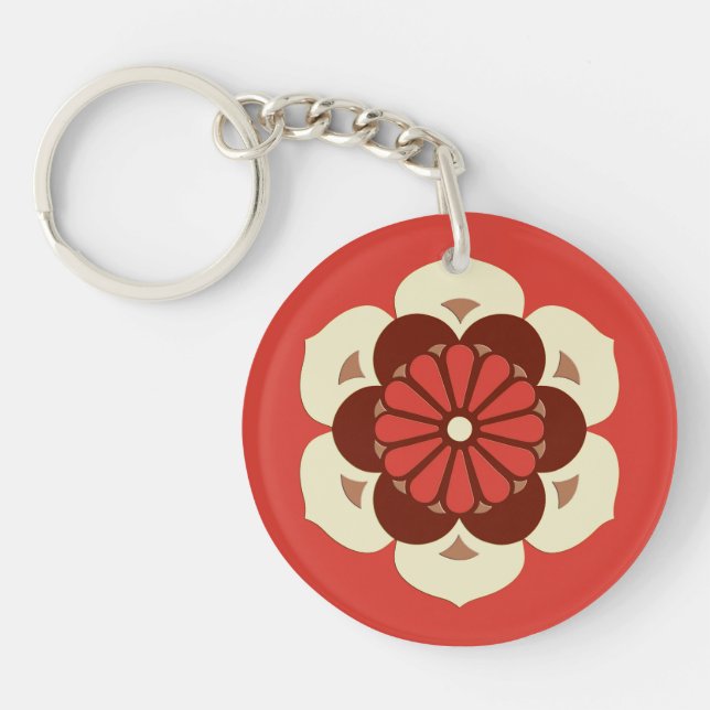 Porte-clefs Lotus Flower Mandala, Mandarin Orange (Devant)