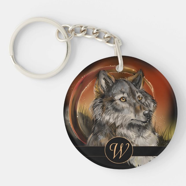 Porte-clefs Loup à Regard Doré (Devant)
