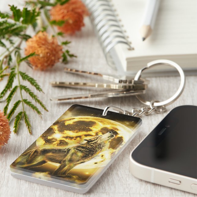 Porte-clefs Loup d'or (Devant droit)