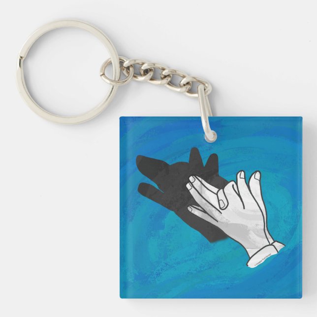Porte-clefs Loup en bleu (Devant)