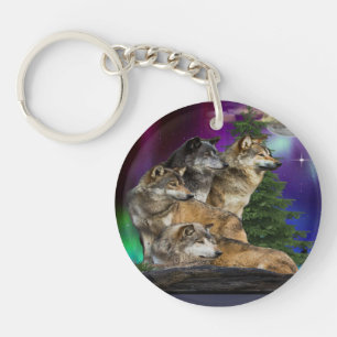 Porte-clefs Loup et Lune