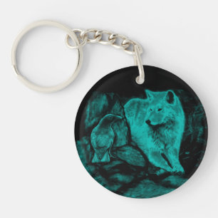 Porte-clefs Loup et Raven pendant la nuit