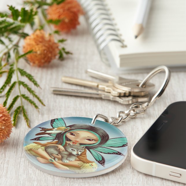 Porte-clefs Loup féerique (Devant Droit)