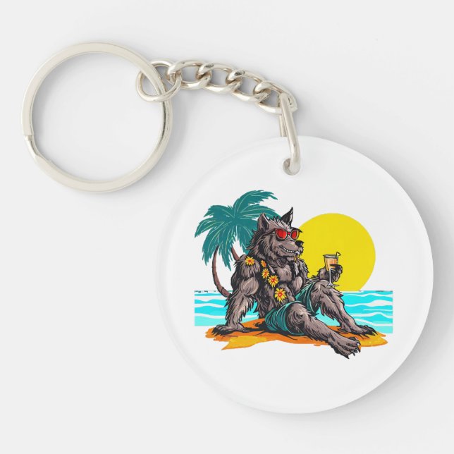 Porte-clefs loup-garou en vacances (Devant)