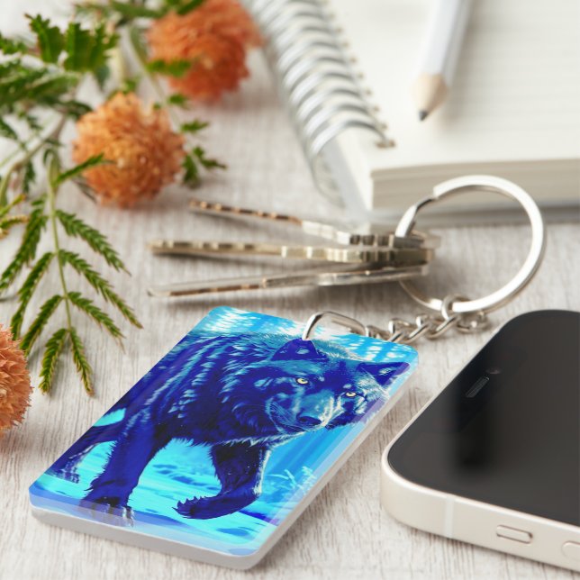Porte-clefs Loup givre (Devant droit)