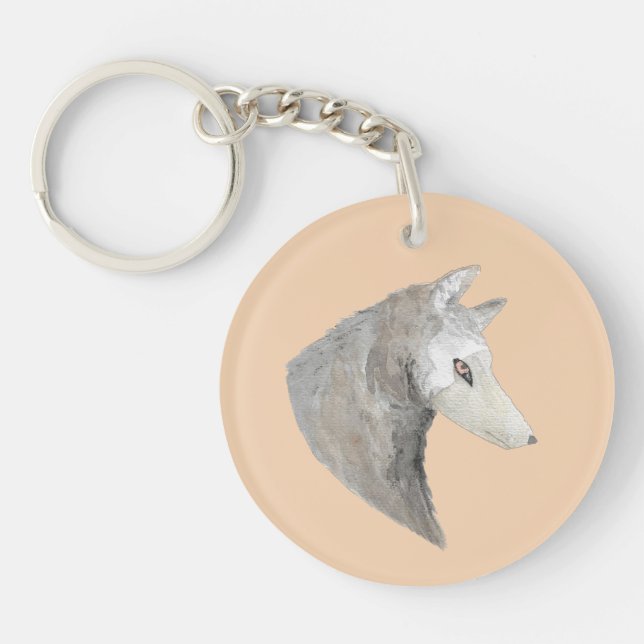 Porte-clefs Loup gris Merci (Devant)