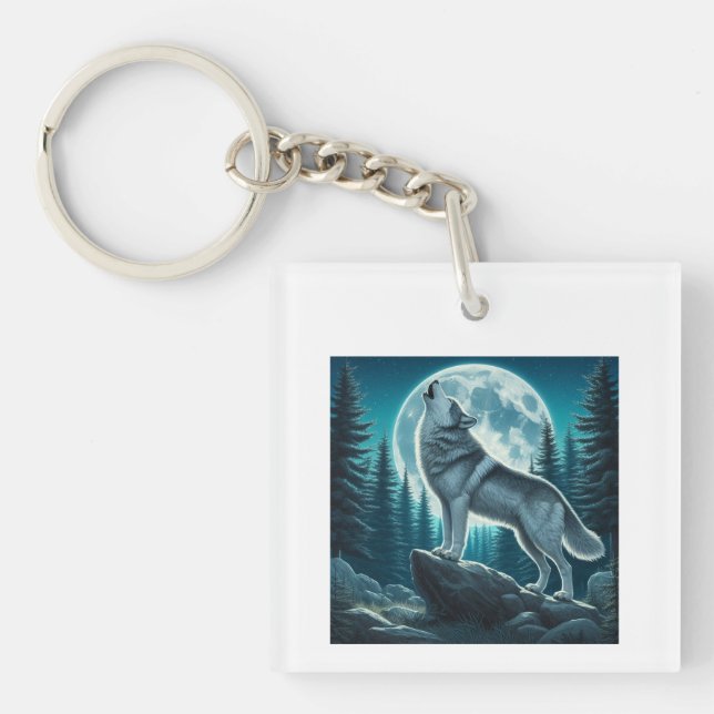Porte-clefs Loup hurlant (Devant)