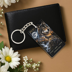 Porte-clefs Loup hurlant à la lune Forêt Faune Nature 