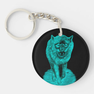 Porte-clefs Loup noir en colère dans la nuit