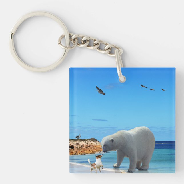 Porte-clefs L'Ours Polaire Rencontre Fox Terrier, (Devant)