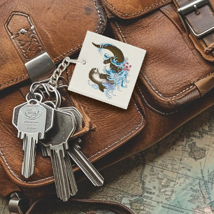 Porte-clefs Loutre de rivière fantaisiste bleue ludique éclabo