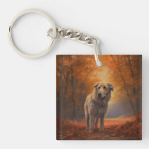 Porte-clefs Louveteau dans les feuilles d'automne qui tombent