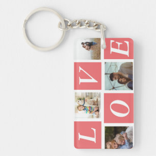Porte-clefs Love 4 Photo Collage Porte - clé - Forme cardiaque