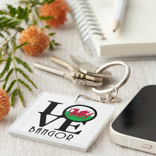Porte-clefs LOVE Bangor Pays de Galles (Devant Droit)