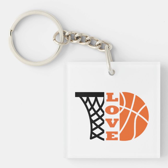 Porte-clefs Love Basketball hoop et orange ball (Devant)