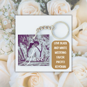 Porte-clefs LOVE Black and White Wedding Favor Photo