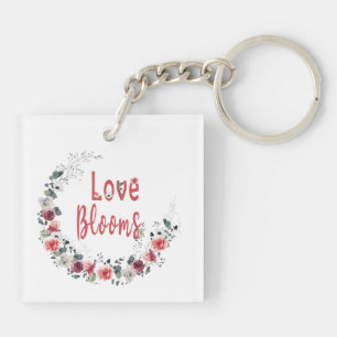 Porte-clefs Love Blooms Personnalisée Mariée Groom Mariage Dat