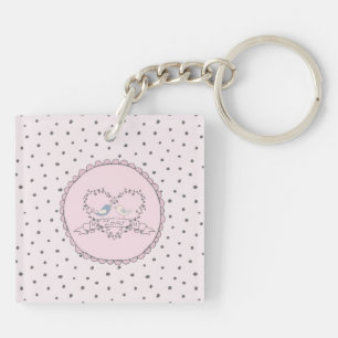 Porte-clefs LOVE Dots À petits pois Dit Citer Femme Rose