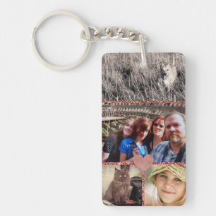 Porte-clefs Love Family Photo Collage Girly Heart