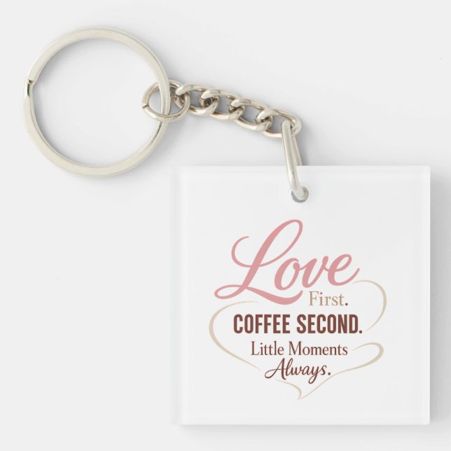 Porte-clefs Love First Coffee Second Mom Life Typography Desig (Devant)