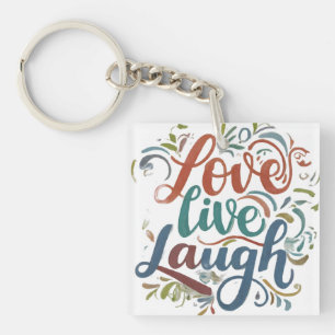 Porte-clefs Love, Live, Lauder Carré T-Shirt