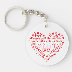 Porte-clefs Love Physothérapie Coeur Mot Art