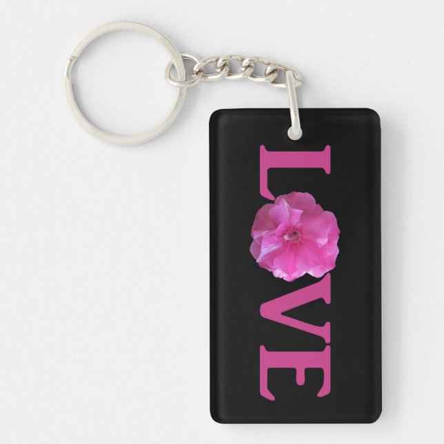 Porte-clefs Love Pink Flower Porte - clé (Devant)