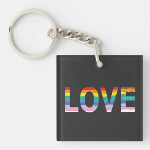 Porte-clefs LOVE Rainbow LGBTQIA Drapeau, lettre de fierté T-s