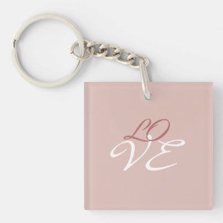 Porte-clefs Love Rose Gold Color Calligraphy Script