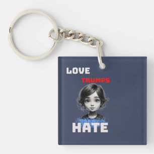 Porte-clefs LOVE TRUMPS HAINE -anti Donald tee