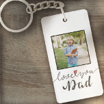Porte-clefs Love You Dad Fête des pères photo | PORTE - CLÉ<br><div class="desc">Je t'aime,  papa avec une seule photo et une bordure noire.</div>