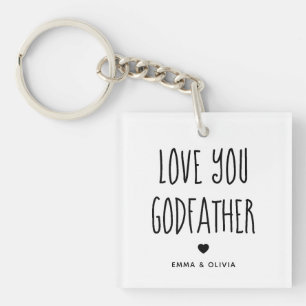 Porte-clefs Love You Godfather Photo Retour et texte manuscrit