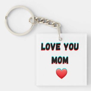 Porte-clefs Love You Mom - Typographie manuscrite au coeur