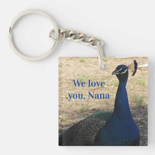 Porte-clefs Love You Nana Blue Bird Photo Joli Peacock (Devant)
